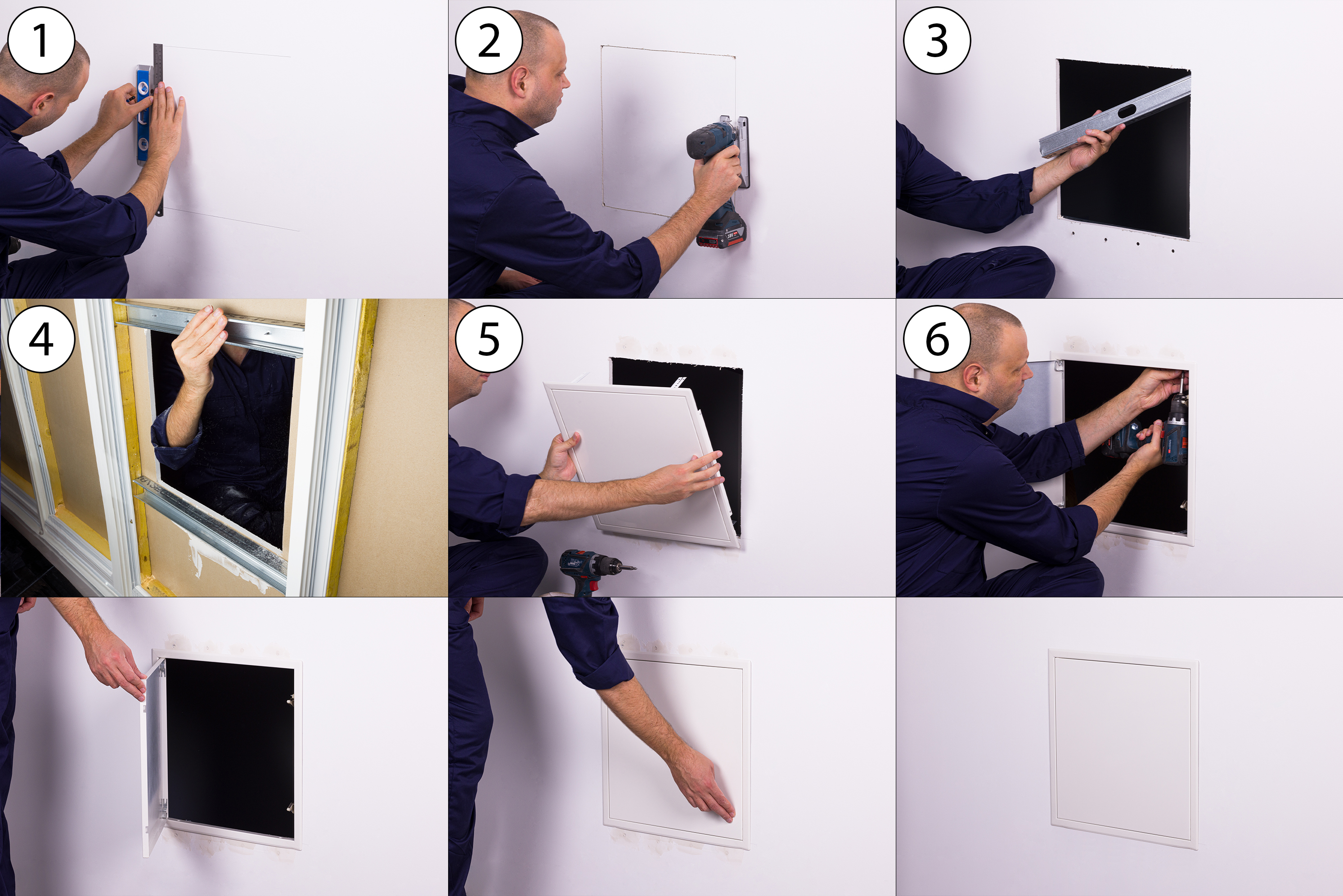 Trappe de visite encastrable 600x600 mm en acier galvanisé, finition blanche avec ouverture/fermeture par pression NOYON & THIEBAULT - 3