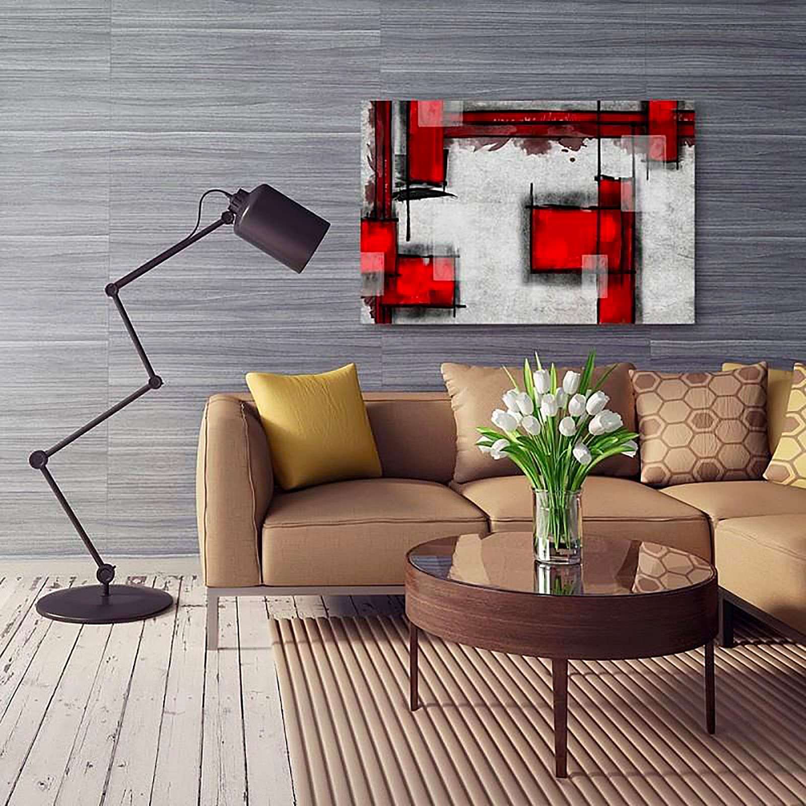 Tableau bois abstraction géométrique 5 - 70 x 50 cm - 3