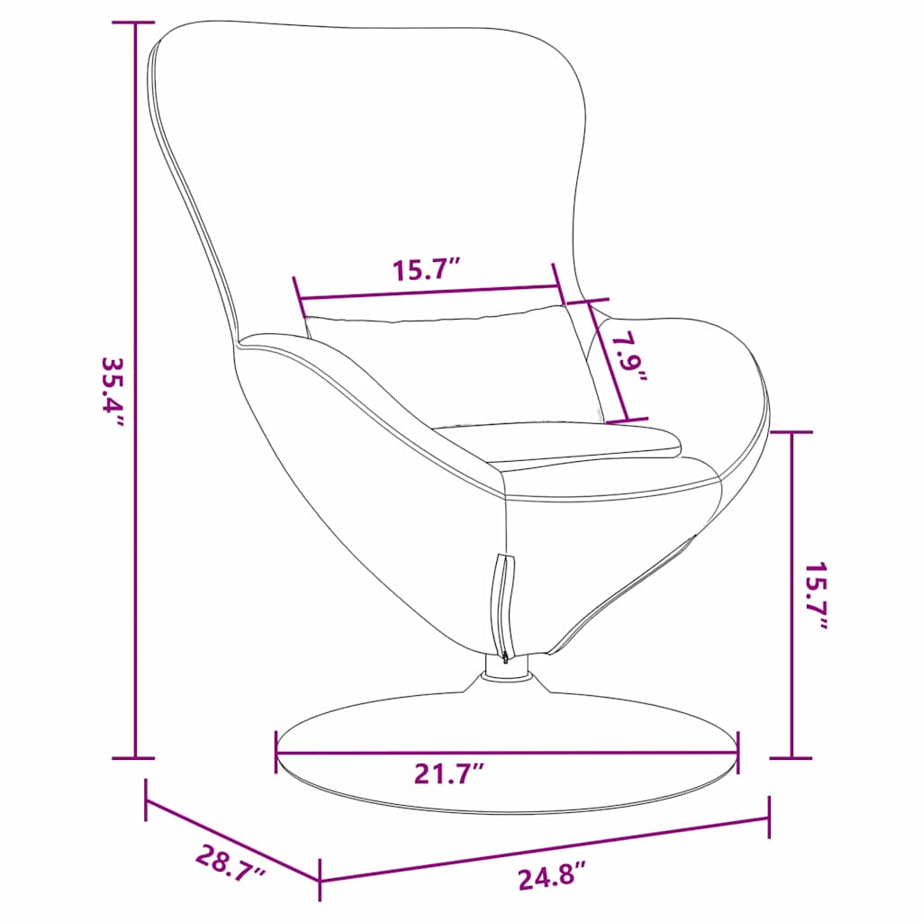 Poltrona uovo Grigio scuro 63 x 73 x 90 cm Tessuto vidaXL - 3