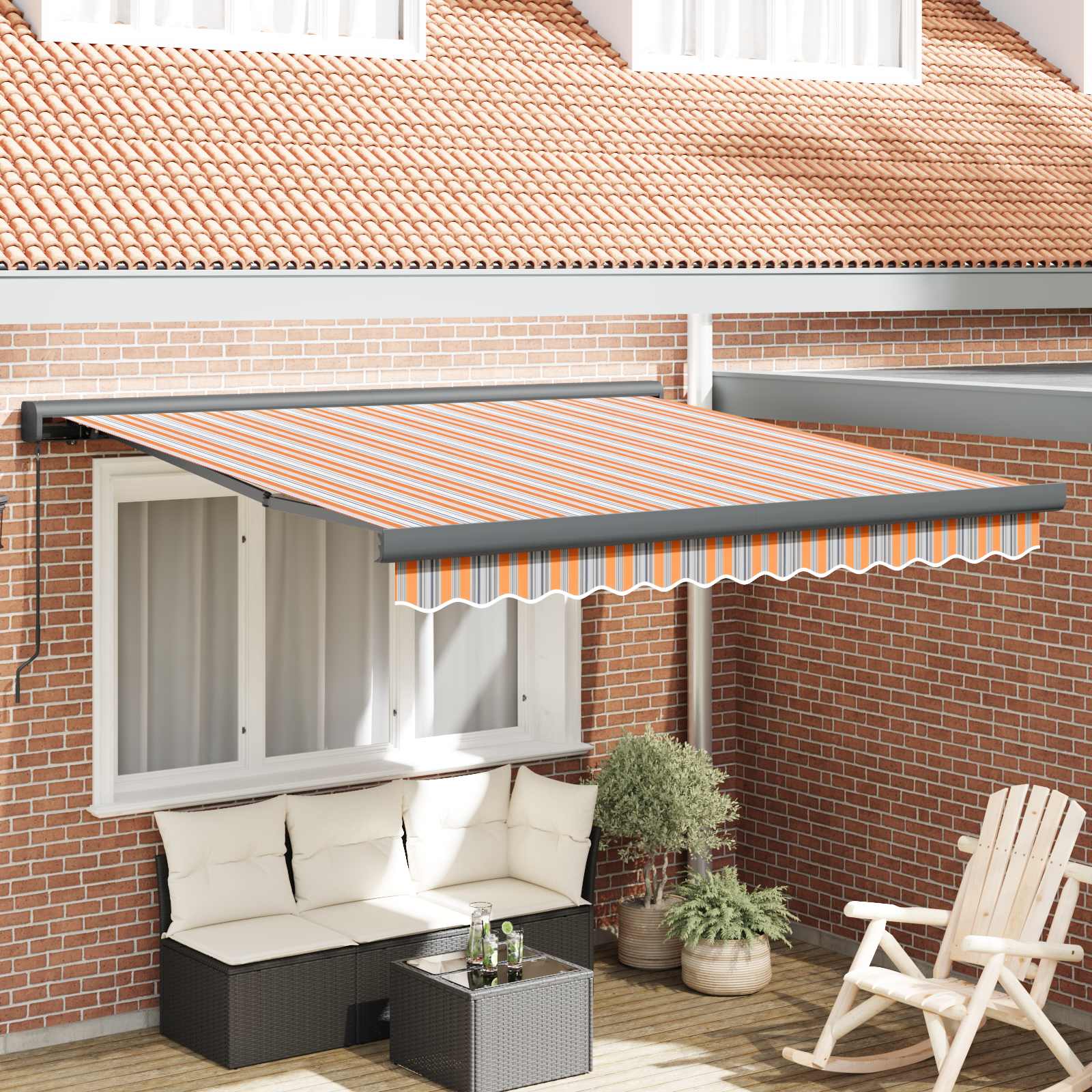 Markiza zwijana Wielokolorowe 350 x 250 cm Tkanina i Metal vidaXL