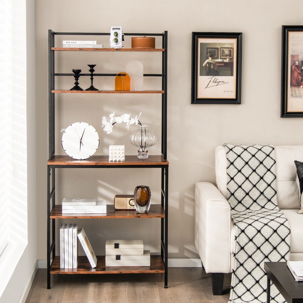 Estantería cocina 5 niveles soporte microondas 80x40x170cm organizador multiuso marrón