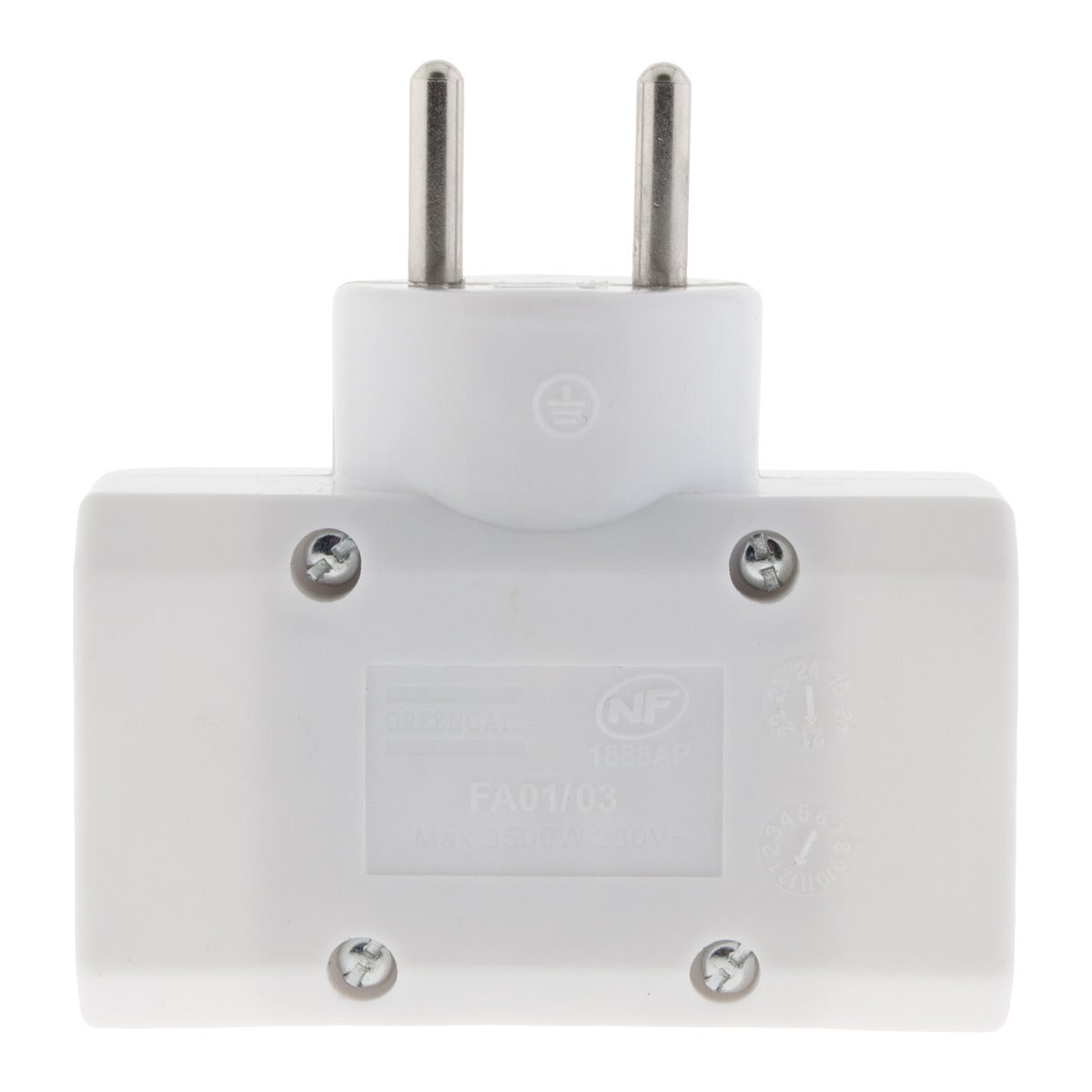 Multiprise triplite 16A 3680W 230V - Blanc - Zenitech - 4