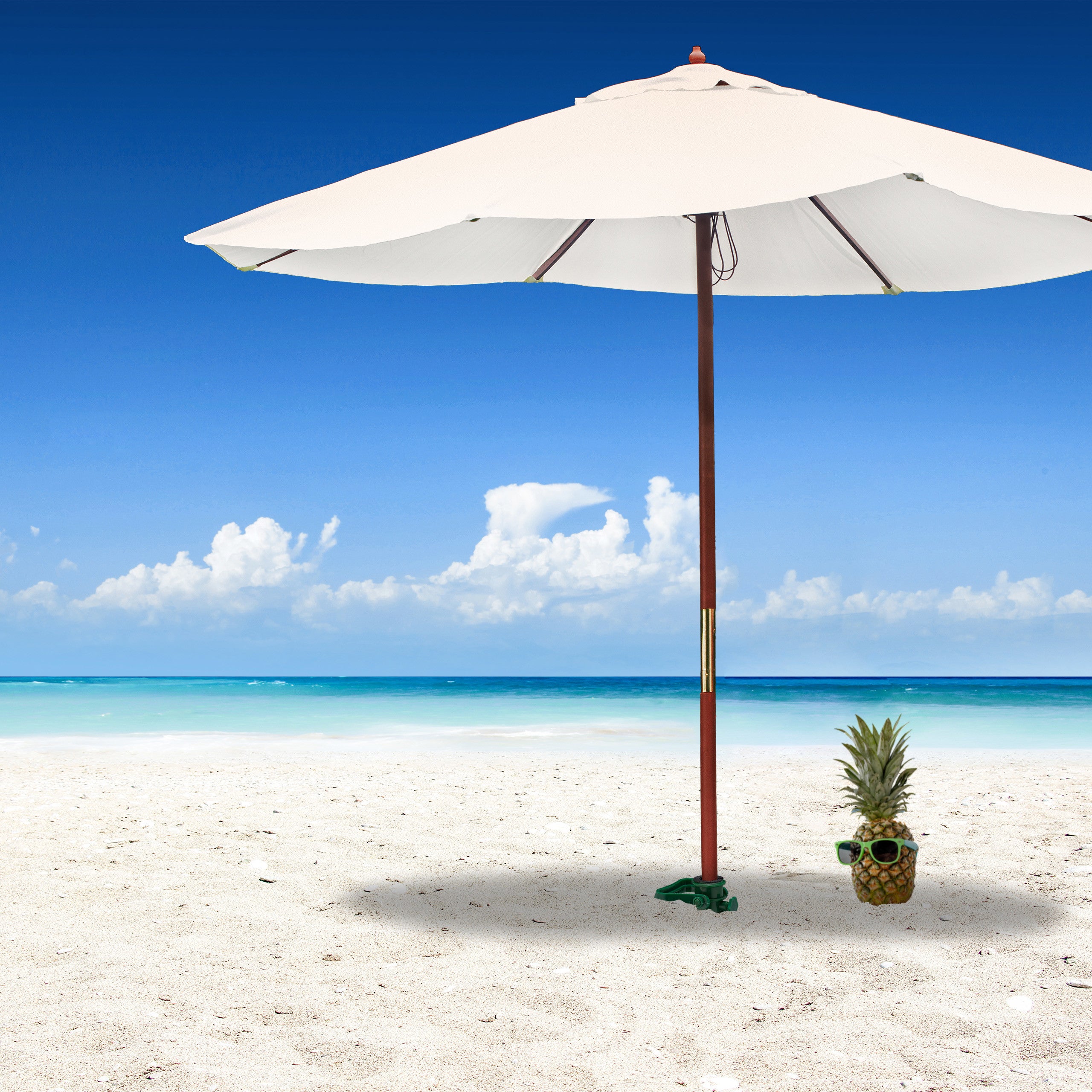 Pied De Parasol à Visser - Pour Gazon Et Sable - Poignées Rabattables - Compatible Tubes 19 à 32mm - Vert - 7