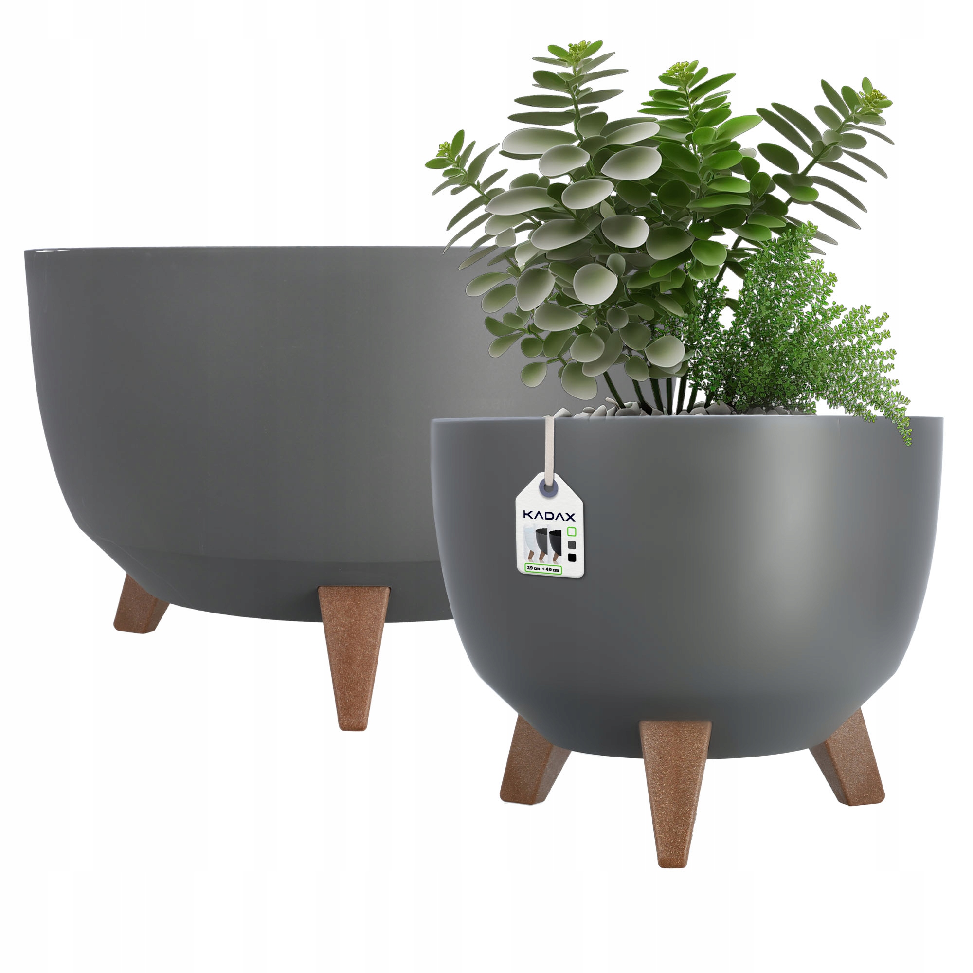 DONICZKA DONICA OSŁONKA NA NÓŻKACH WKŁAD KWIETNIK 29+40 cm ANTRACYT 2 szt