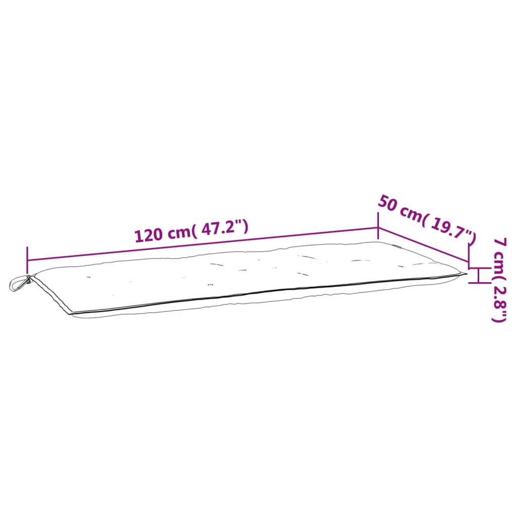 Almofada para banco de jardim em tecido Oxford cinza 120x50x7 cm - COMFORTXL - 7