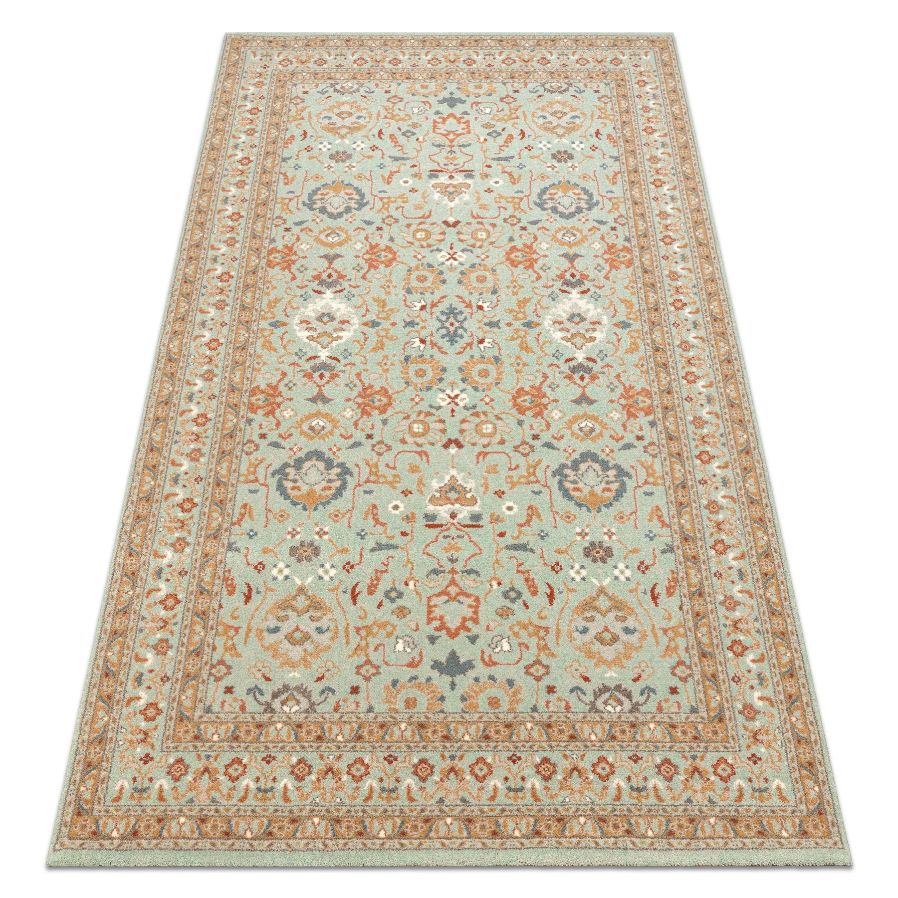 Dywan SOHO 477.26.LA400 wełniany OSTA - Ornament, ramka naturalny zielony / beż 160x240 cm