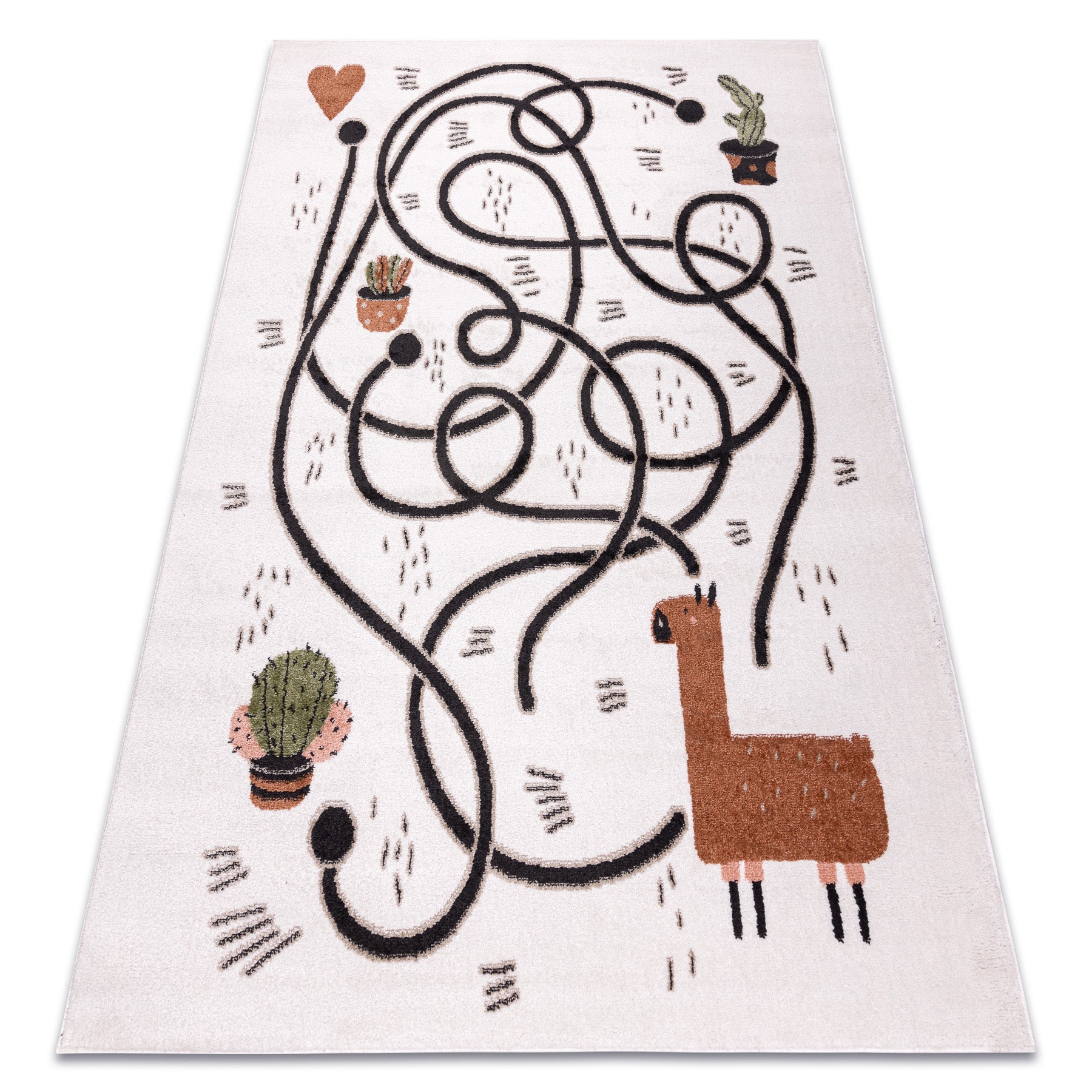 Dywan FUN Game dla dzieci, gra, lama krem 140x190 cm