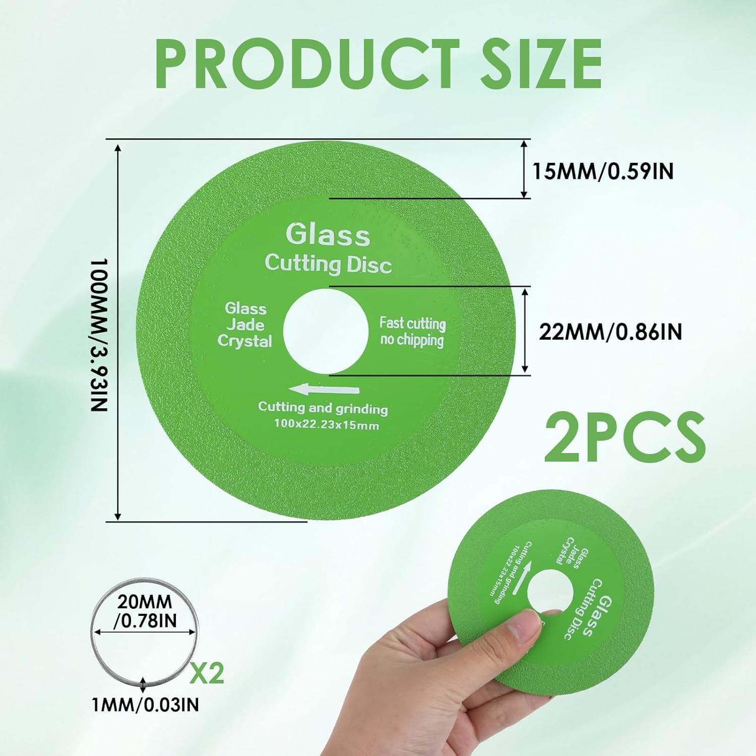 Lot 2 disques diamantés 100mm – Coupe verre, carrelage, porcelaine – Adapté meuleuse angle, précision verte - 2