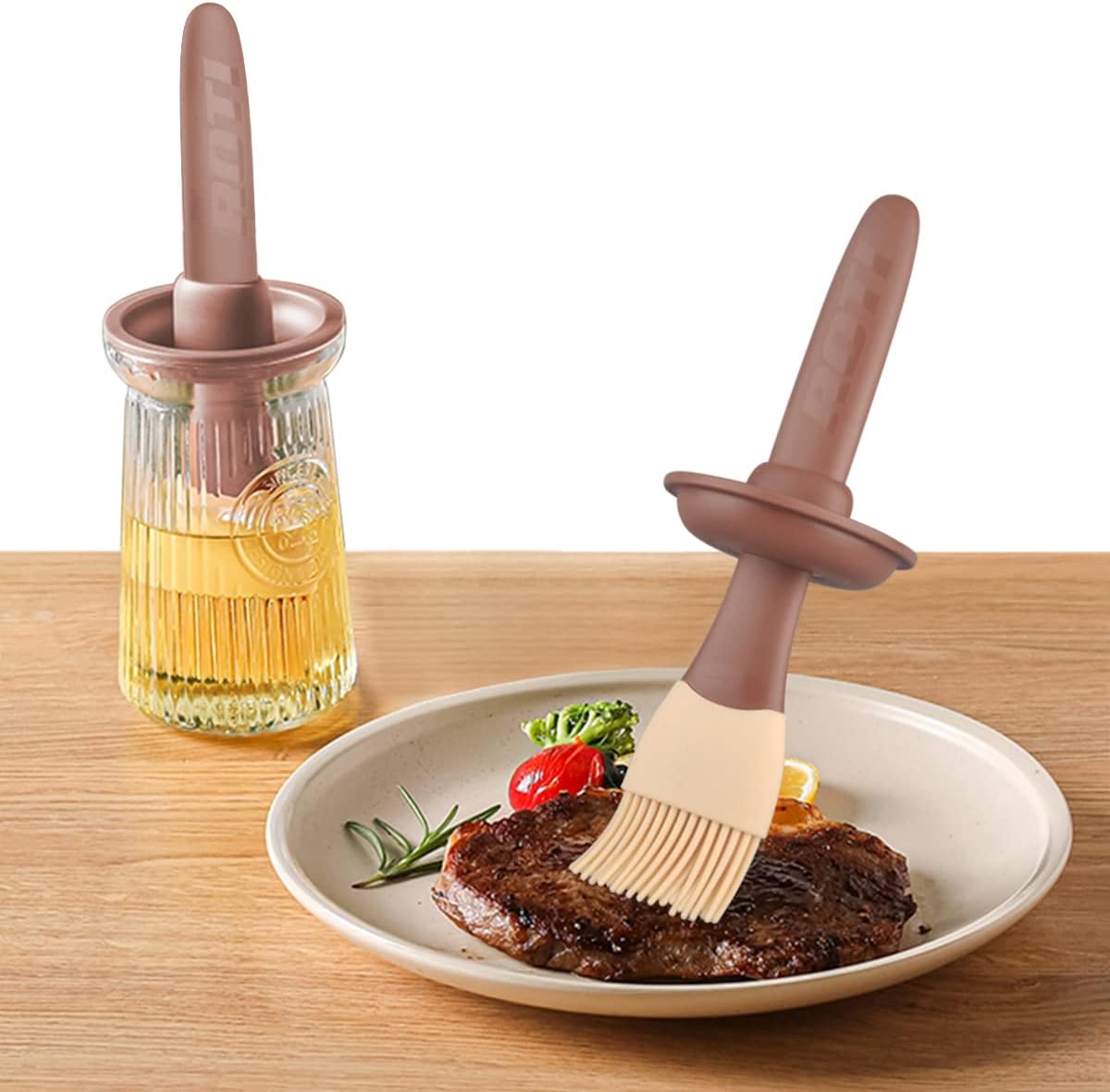 Bottiglia Per Olio Con Spazzola In Silicone, Dispenser Per Olio D Oliva Da Cucina Bottiglia Per Condimenti Per Barbecue 2 In 1 Blu 99235926