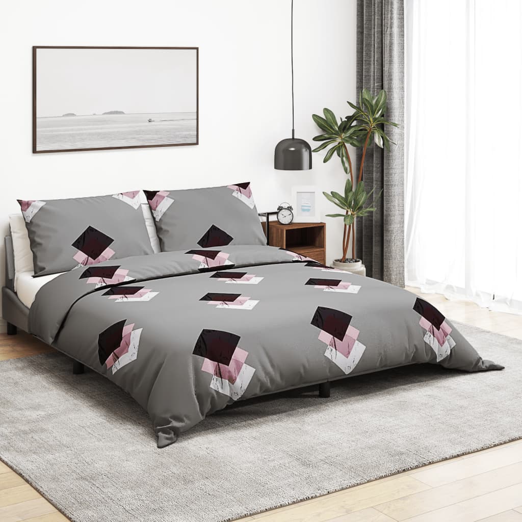 Completo copripiumino in cotone grigio 200x200 cm - 2