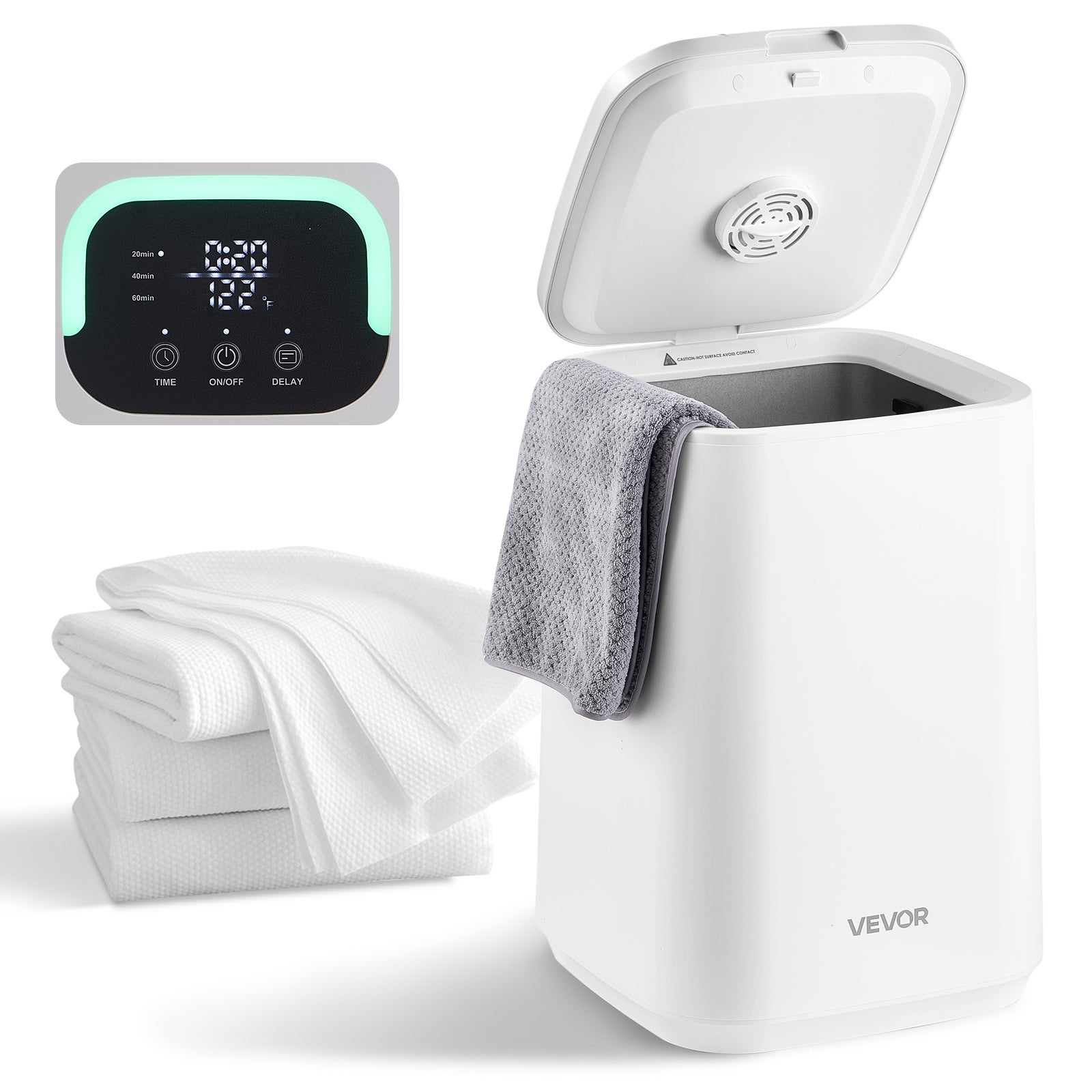 Podgrzewacz do Ręczników VEVOR 20 L, Ekran LED, Regulacja Temperatury, Timer i Blokada, Spa i Masaż, Biały
