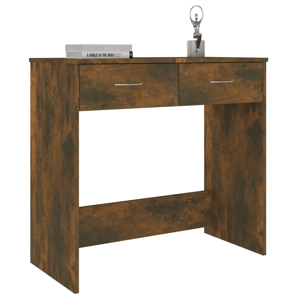 Bureau，Table de travail，Table d'étude Chêne fumé 80x40x75 cm Bois d'ingénierie CWV45766 - 3