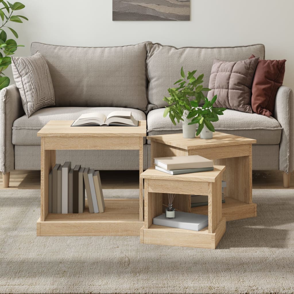 Home Discount Tables Gigognes Oakridge 3 En 1 - Placage Chêne Naturel Design Moderne