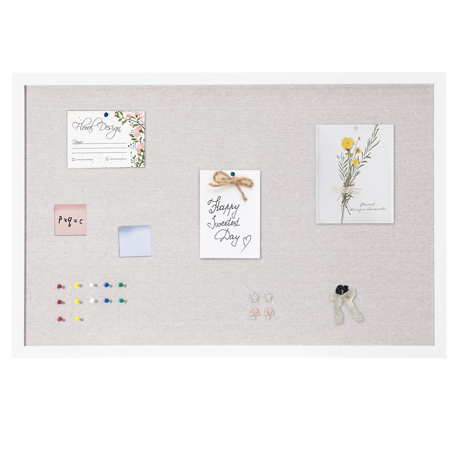 Tableau Blanc + Liège Mural 45x60 Cm Avec étagère Et Crochets - Cadre Bois Pin Gris Vintage, Organisation Bureau Salon - 10