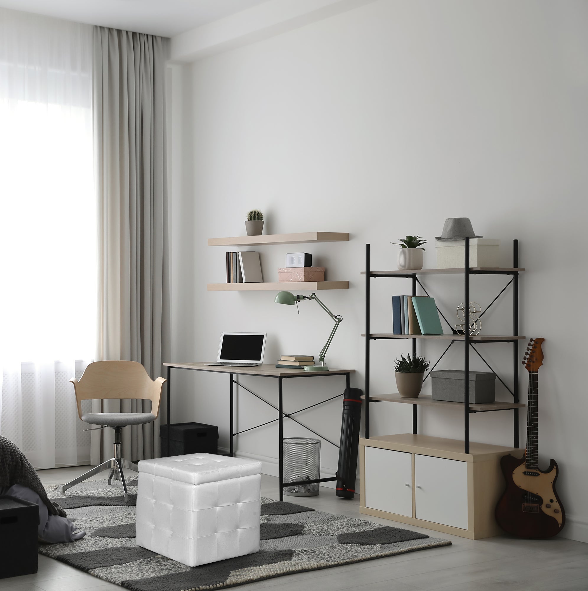 Pouf conteneur éco-cuir ROTONDO