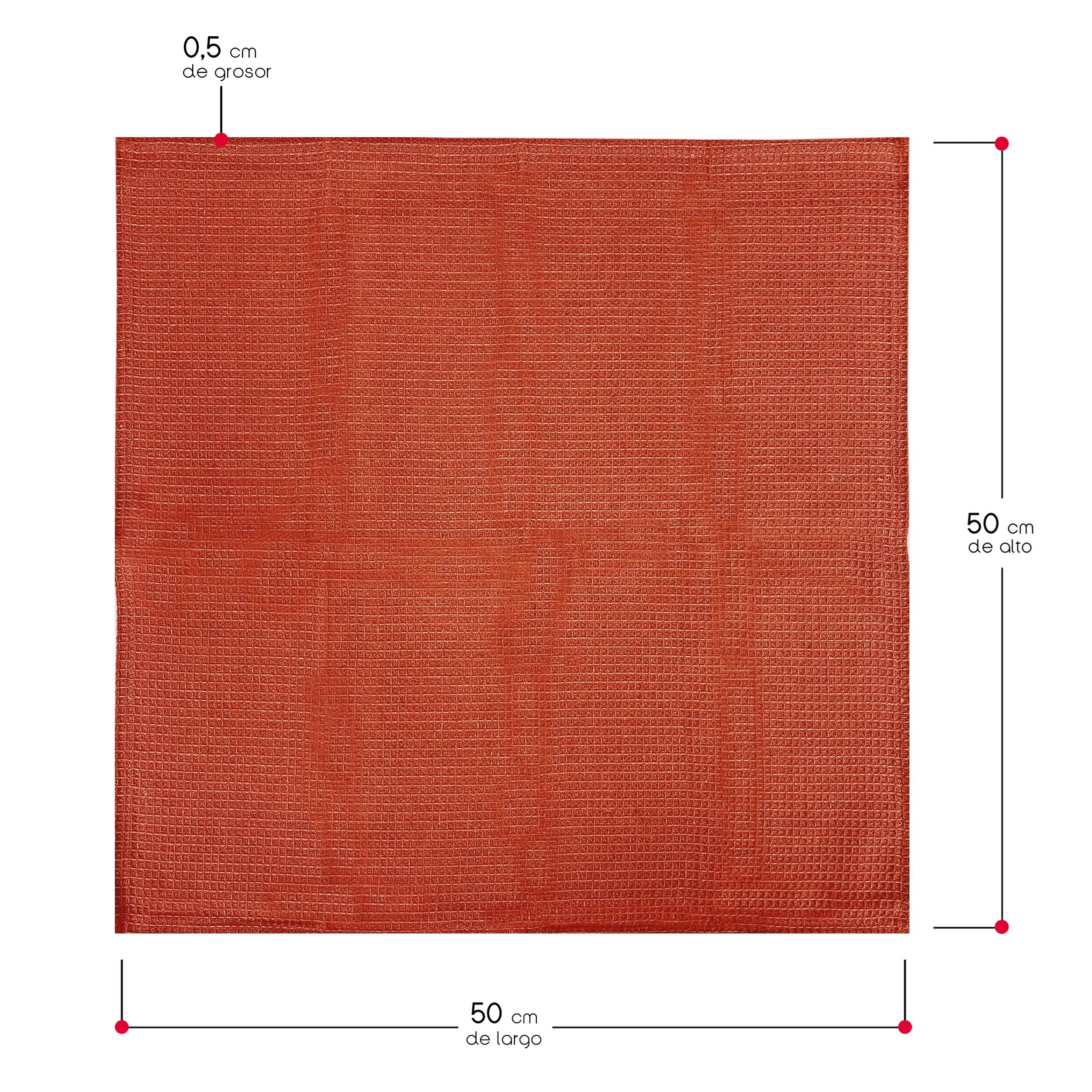TIENDA EURASIA – Juego de 3 Paños de Cocina Distintos Colores, 50x50x1,5 cm, 100% Algodón, Naranja - 3