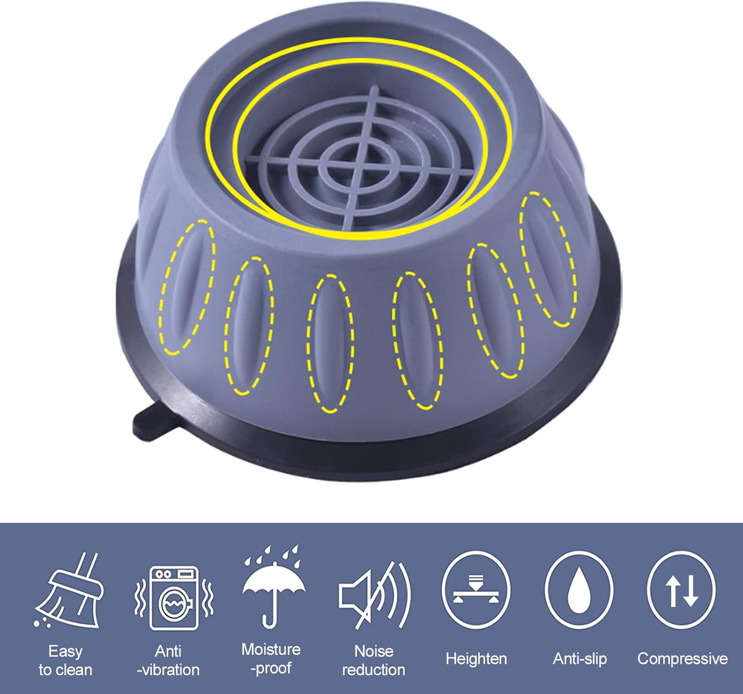 8 Piedini Antivibranti In Gomma Per Lavatrice E Mobili – Assorbono Urti E Proteggono Il Pavimento