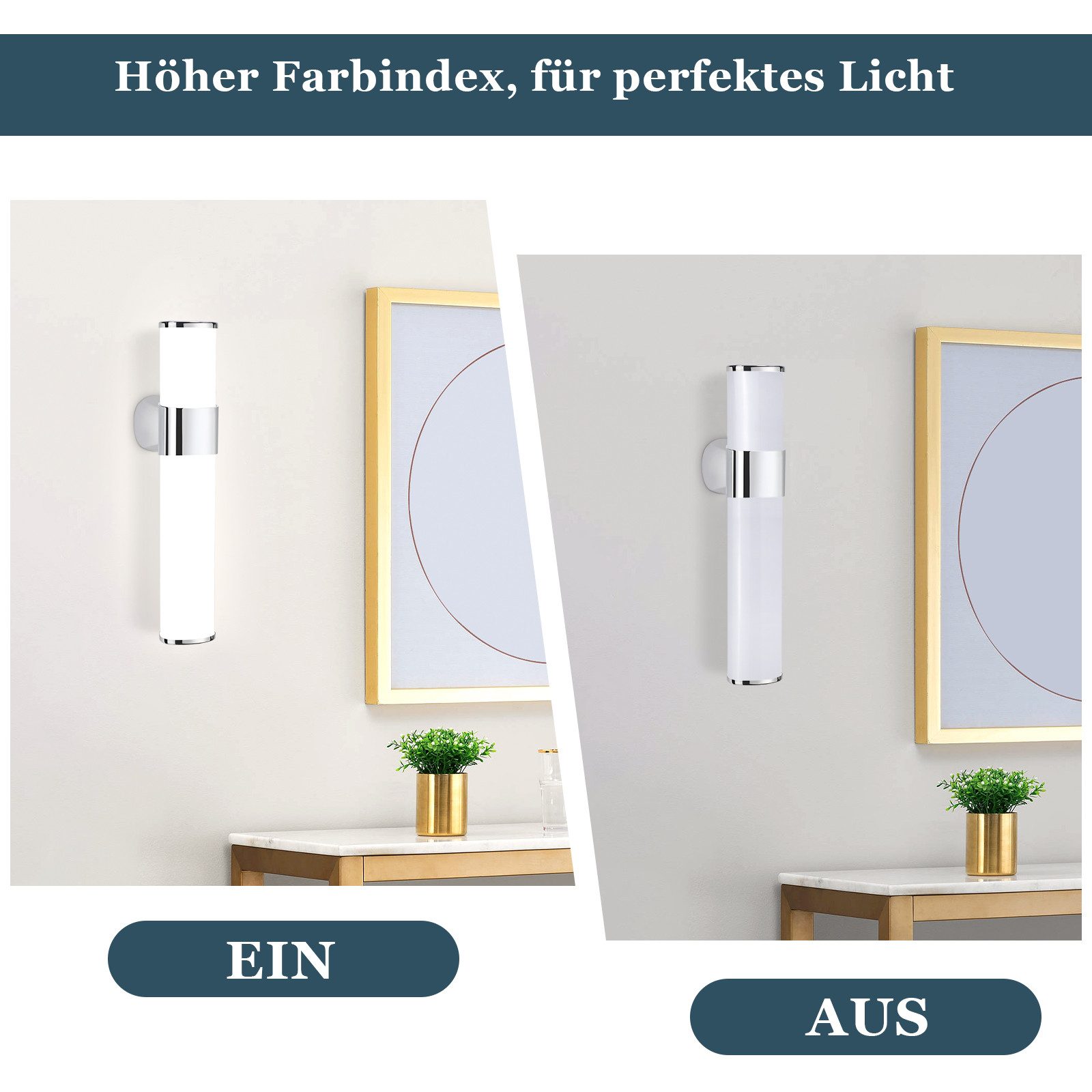 NETTLIFE Iluminação de Parede para Espelho LED Casa de Banho Cromado 6W 30cm IP44 4000K - 5