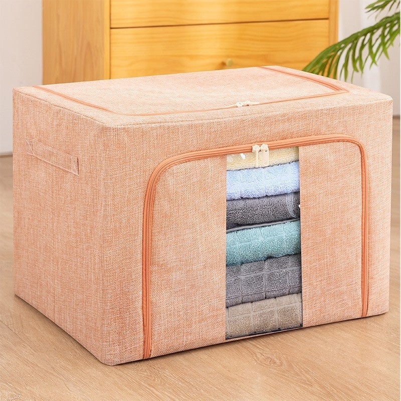 Cutie de depozitare pliabila Flippy cu fermoar, 66 L, 50x40x33 cm, roz pudrat