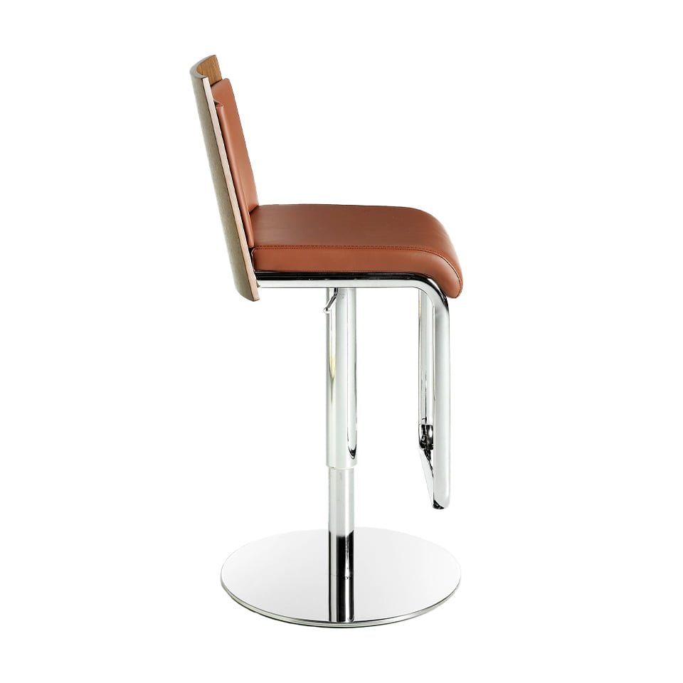 ANGEL CERDA Tabouret pivotant en similicuir marron et noyer - 6