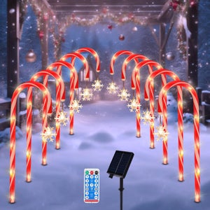 12 Luci Natalizie A Bastoncino Di Zucchero Con App E Telecomando - 60 LED, RGB, Dimmerabili, Impermeabili, Per Vialetti Esterni - 4