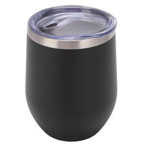 2 Bicchieri Da Vino In Acciaio Inox 304 | Doppia Parete Isotermici | Infrangibili E Termici Con Coperchio | Colore Nero, 340g