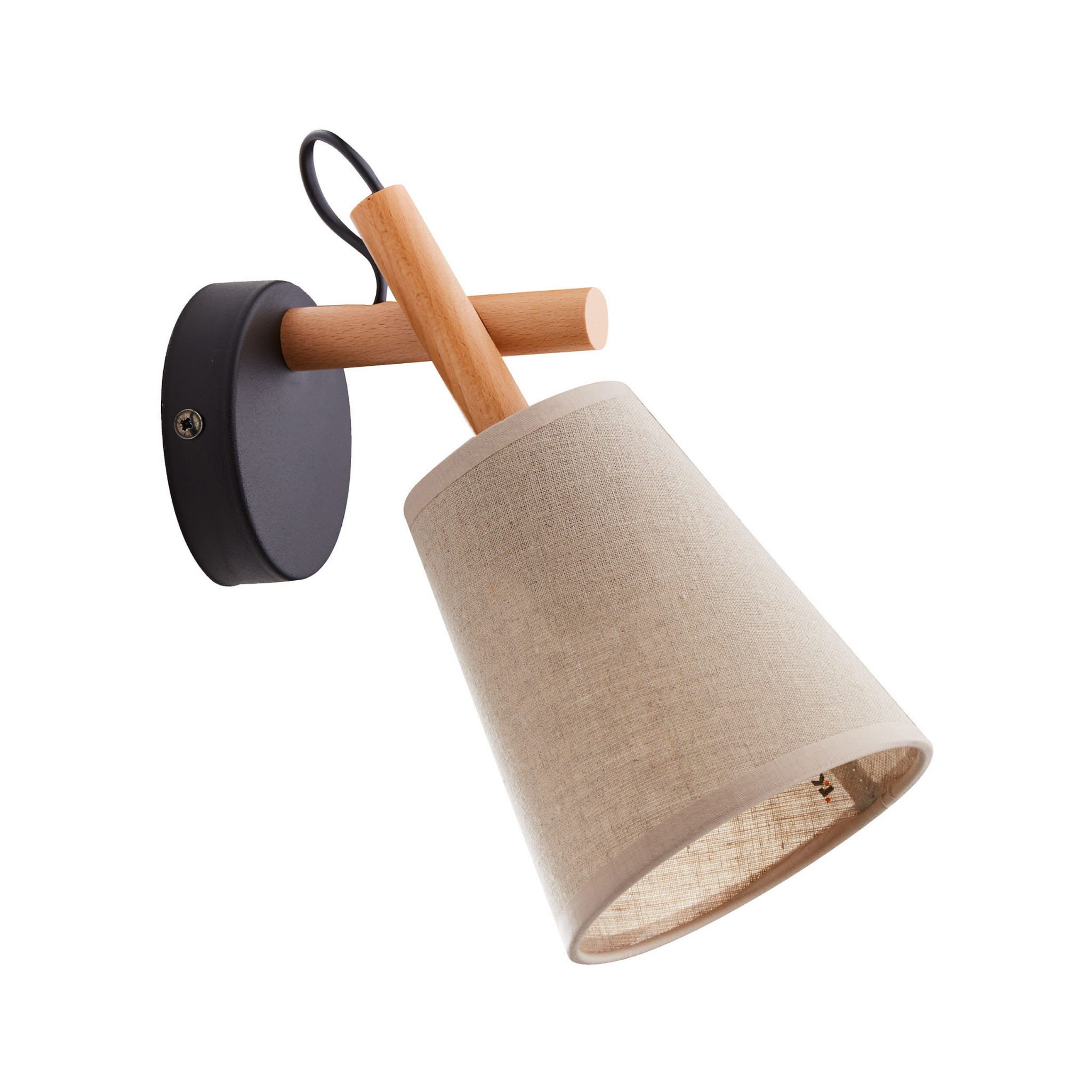 Kinkiet ścienny Vaio czarny-jasne drewno-len 1xE27x15W wym: 27 x 13,5 x 28 cm metal IP20 TK Lighting