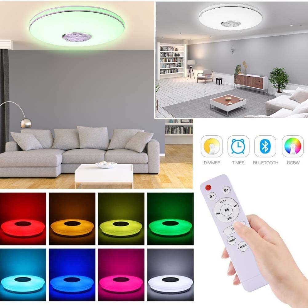 Plafonnier LED 36W avec haut-parleur Bluetooth, installation encastrée LED RGB, télécommande intelligente pour le changement de couleur.30cm - 7