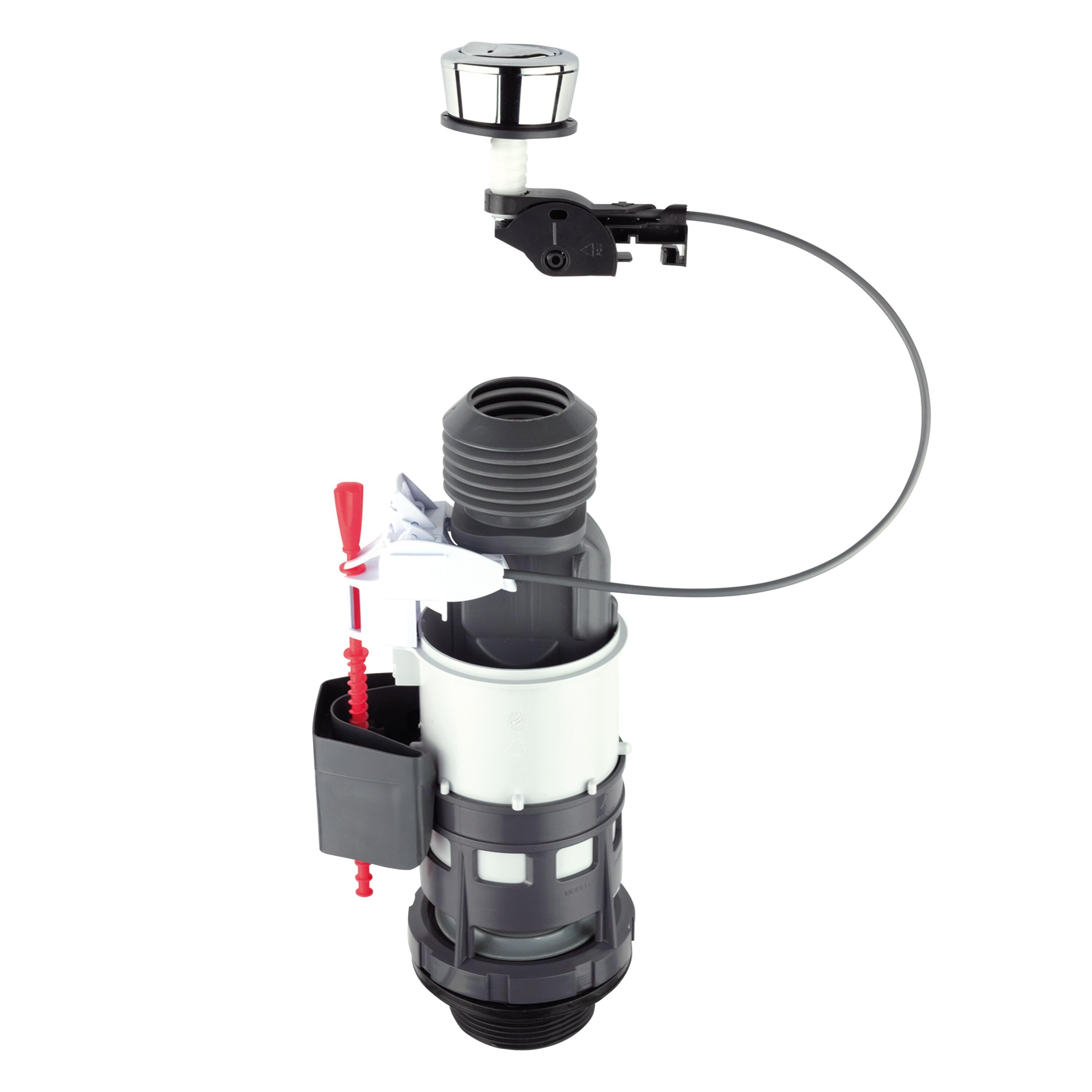 Wirquin 10719338 Meccanismo Doppio Scarico Elettronico Per WC - Sensore A Infrarossi, Senza Contatto, Eco Stop, Funziona Con 4 Batterie LR6, Diametro Foro 38-45 Mm - 2
