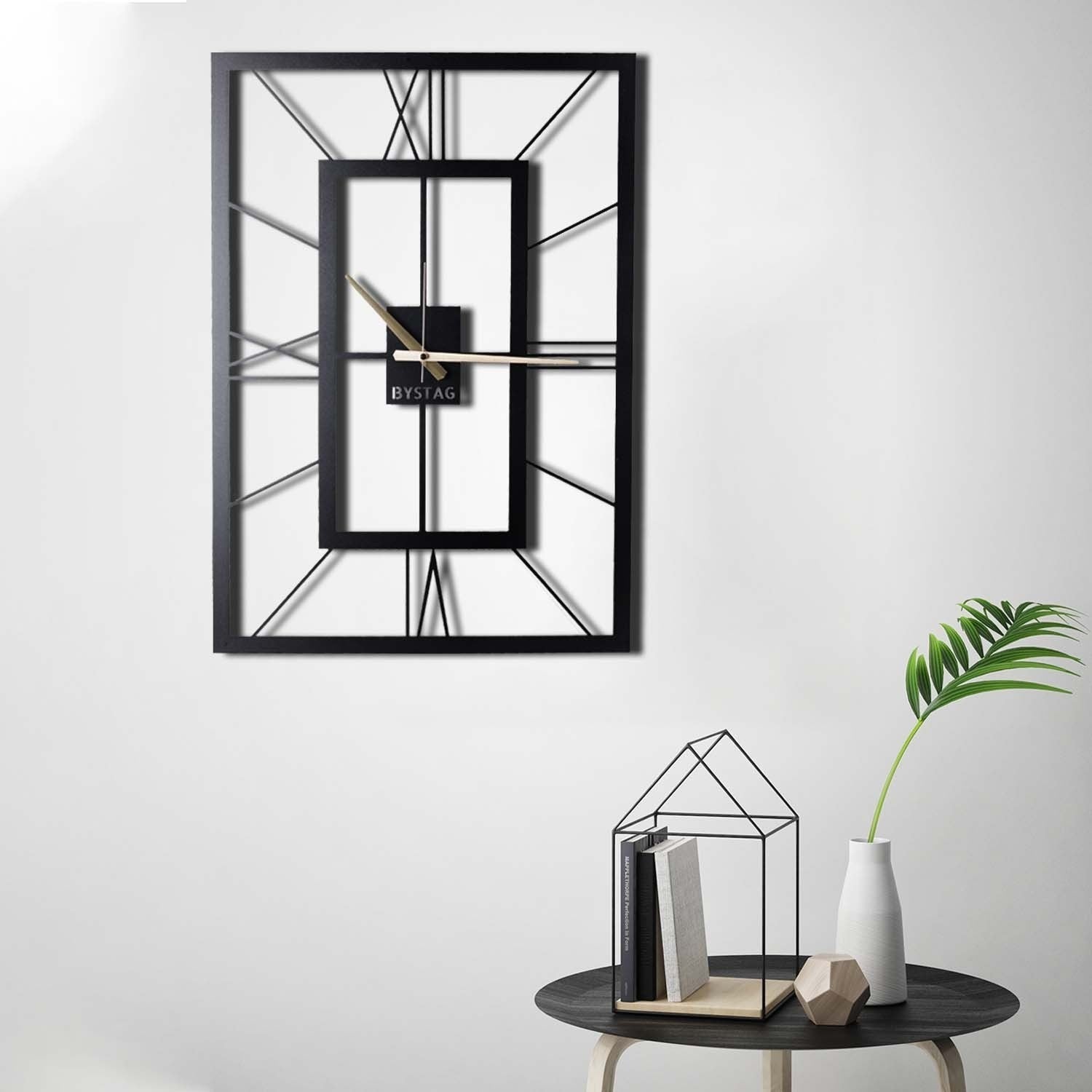 Reloj de pared metal November XL negro 70x49 cm, envío gratuito, Krosi Decor - 2