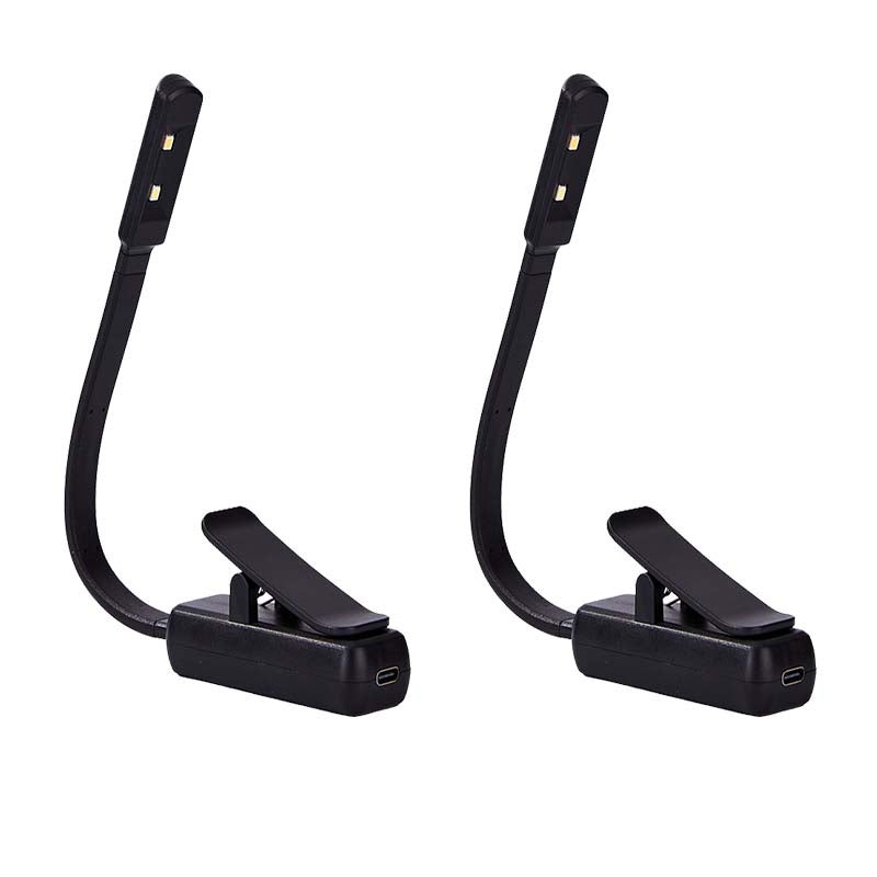 Zestaw lampek do czytania LED lampka do czytania z klipsem składana lampka nocna ładowana przez USB płynna regulacja ściemniania w kolorach czarna