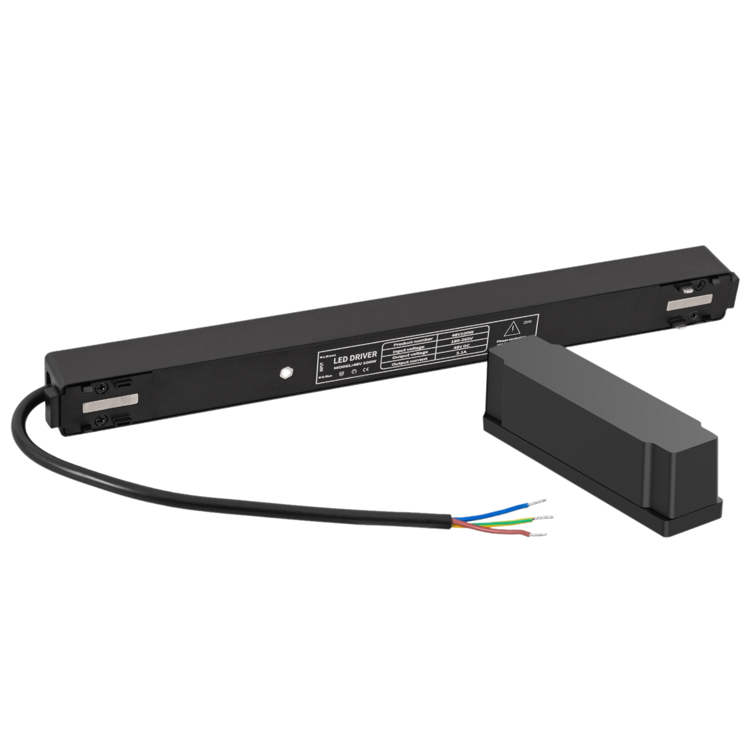 Zasilacz do szynoprzewodu magnetycznego LED 100W na szynę magnetyczną CZARNY z zaślepką na przewód DC48V