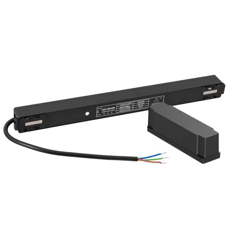 Zasilacz do szynoprzewodu magnetycznego LED 100W na szynę magnetyczną CZARNY z zaślepką na przewód DC48V
