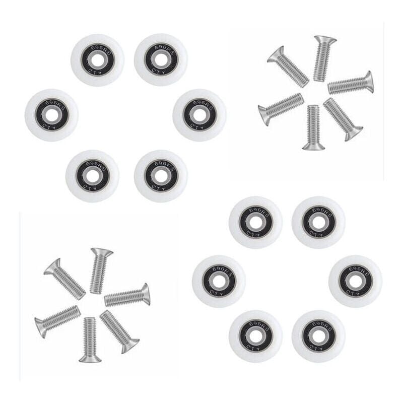 Roulettes de rechange pour porte de douche, ensemble de 1 avec vis, diamètre de 23 mm, motif Starlight. - 4