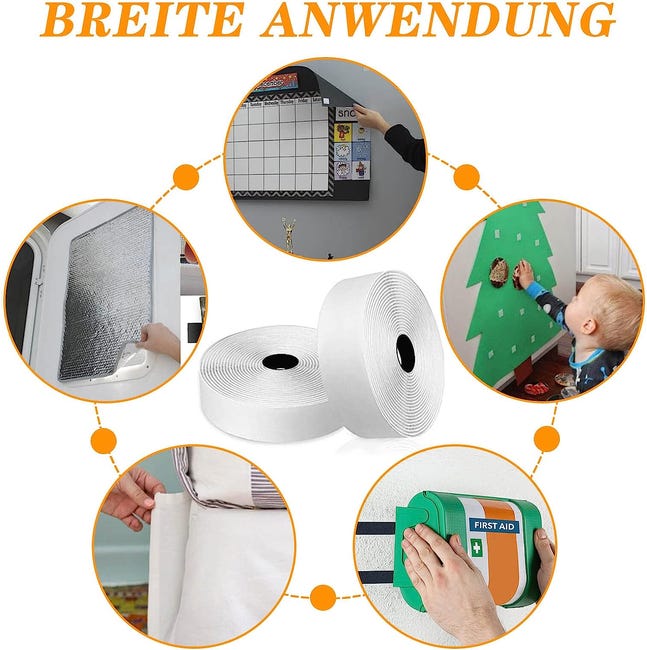Bande Velcro auto-adhésive ruban adhésif INF Auto-adhésive avec Super colle White 3 cm / 8 m - 3