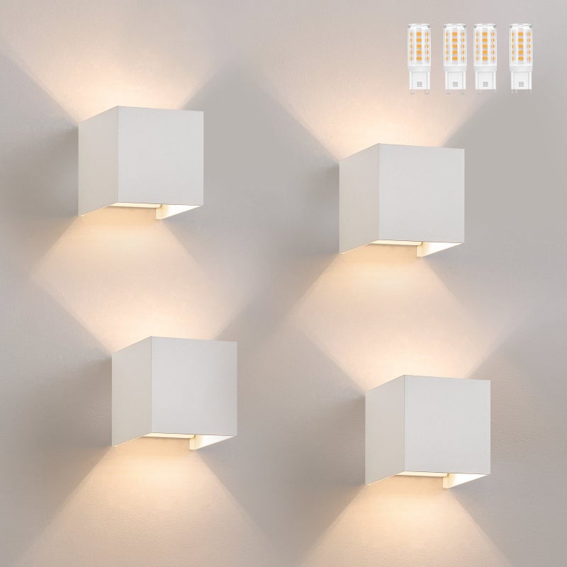 NETTLIFE Zestaw 4 kinkietów LED Ext, ciepła biel IP65, do domu, sypialni, korytarza, klatki schodowej