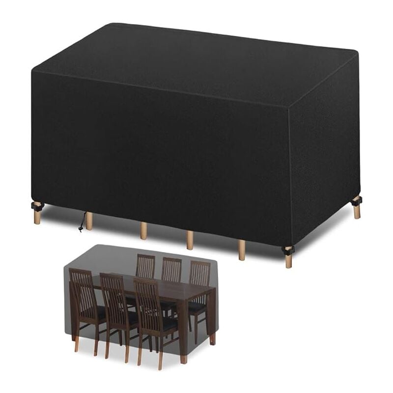 Pokrowiec ochronny na meble ogrodowe - 200x100x75 cm - Oxford 420D czarny prostokątny - Pokrowiec ochronny na stoły i meble ogrodowe