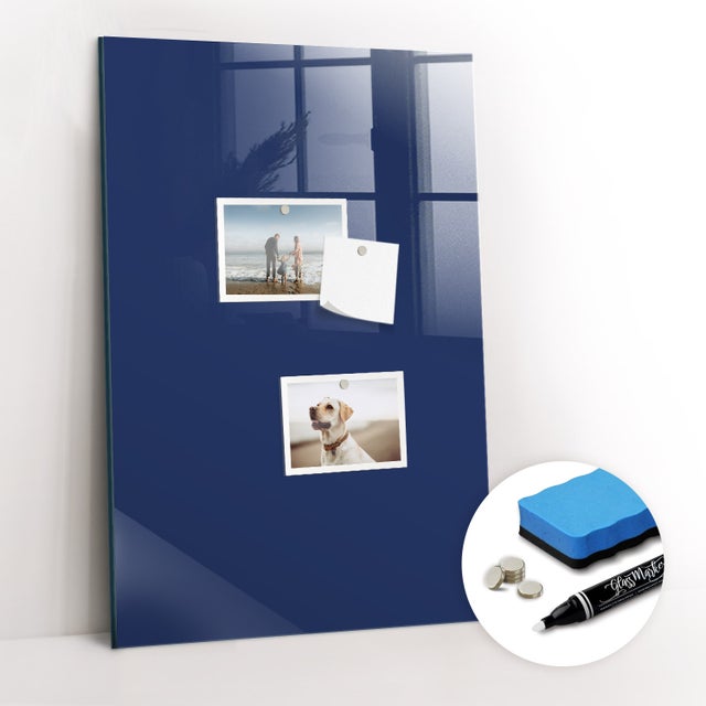 Lavagna Magnetica Murale, Tulup - 40x60 cm - Blu navy, 5 magneti, spugna, pennarello bianco