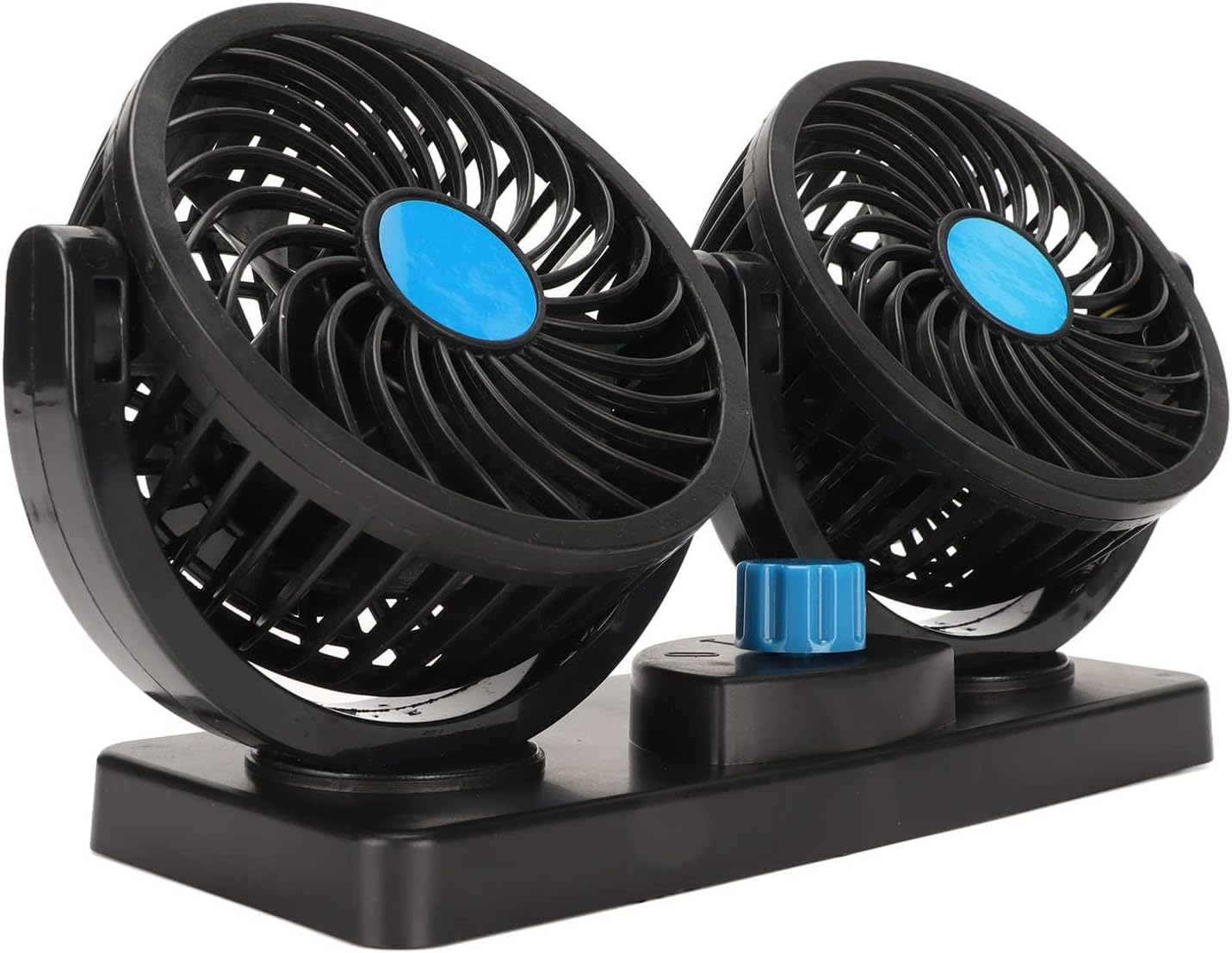 Wentylator samochodowy 12 V, wentylator chłodzący do samochodu z podwójną głowicą, gniazdo zapalniczki, obrót o 360 stopni