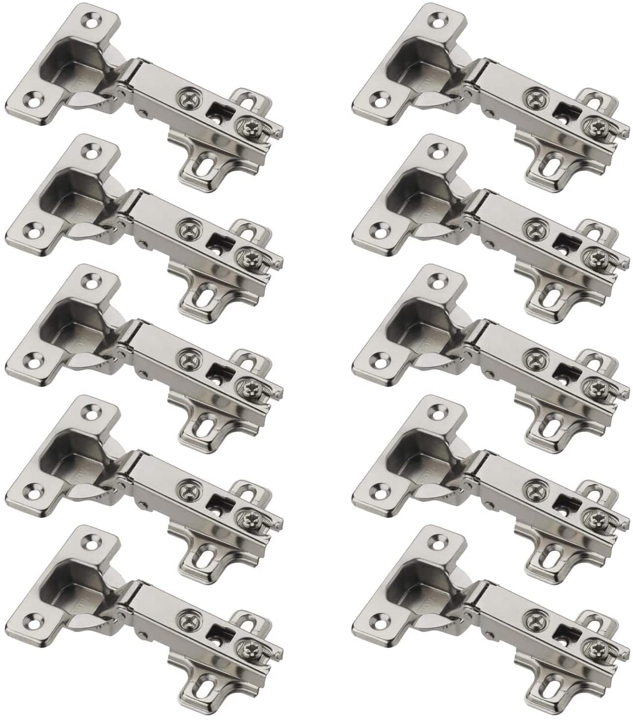 10 Cerniere Ammortizzate Battuta Esterna Con Piastre Di Montaggio – T45/T48/T52, 110°, Foro Tazza 35 Mm, Base 2D Con Viti