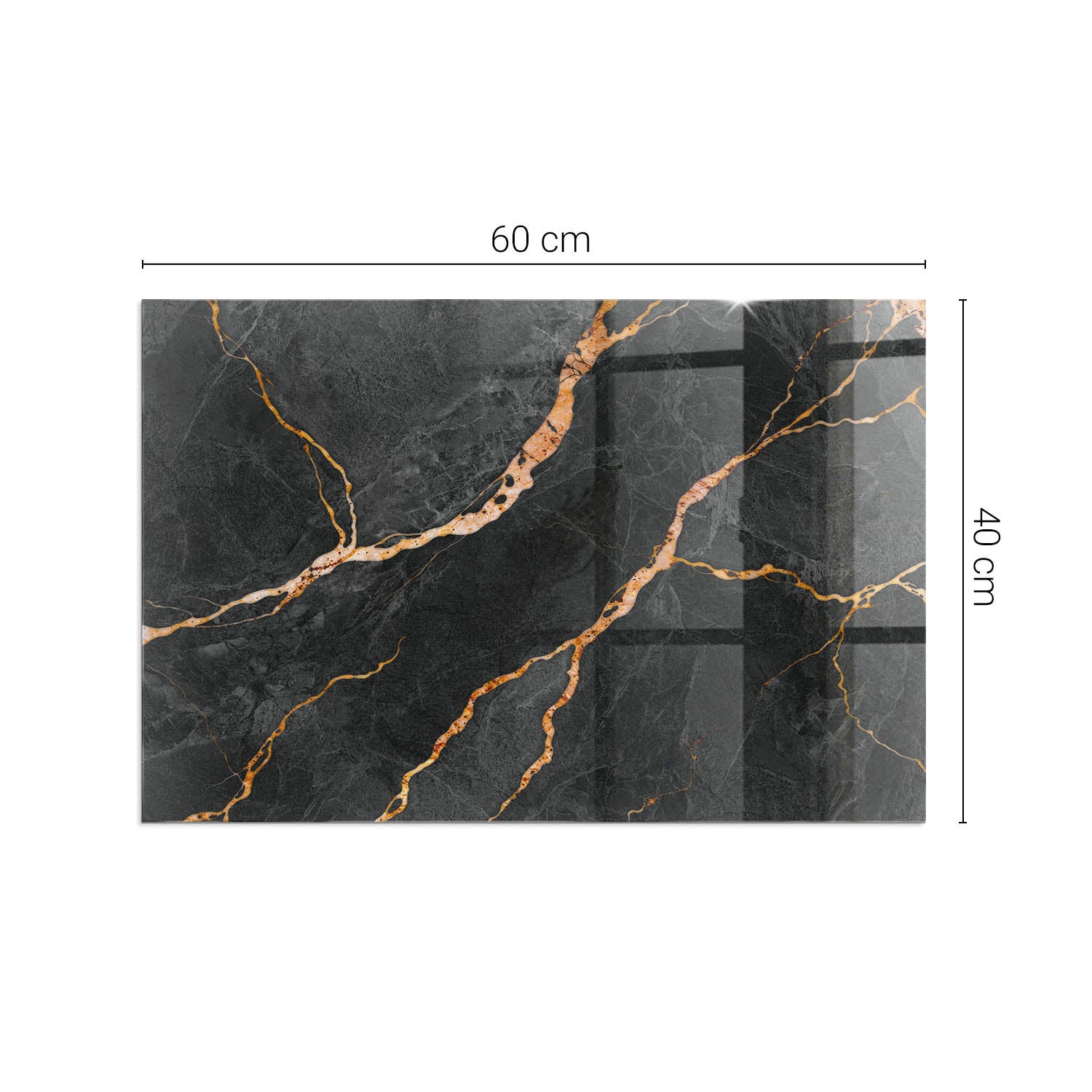 Plaque de verre pour protéger le sol de la cheminée, support de cheminée, design moderne | 60x40 | Rectangulaire | Marbre élégant avec des veines - 5