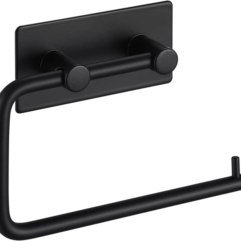 Samoprzylepny uchwyt na papier toaletowy, uchwyt na papier toaletowy ze stali nierdzewnej, uchwyt na ręczniki papierowe, czarny