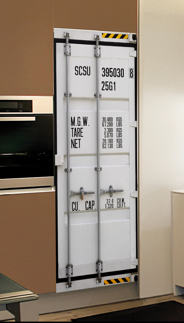 Pegatina decorativa del refrigerador, modern trompe l'oeil que contiene, para un estilo industrial moderno, 59.5 cm x 180 cm