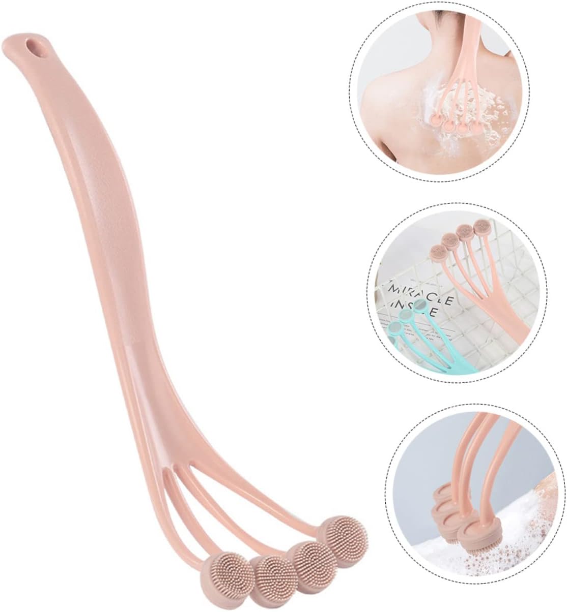 Ergonomiczna szczotka złuszczająca pod prysznic z plastikową rączką do czyszczenia pleców i ciała – praktyczna szczotka kąpielowa dla mężczyzn i kobie