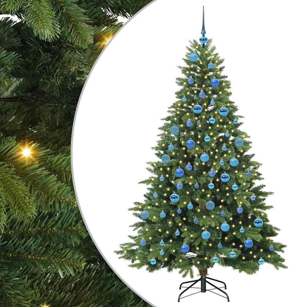 Sztuczna choinka z 300 diodami LED Zielony 180 cm PE i PVC