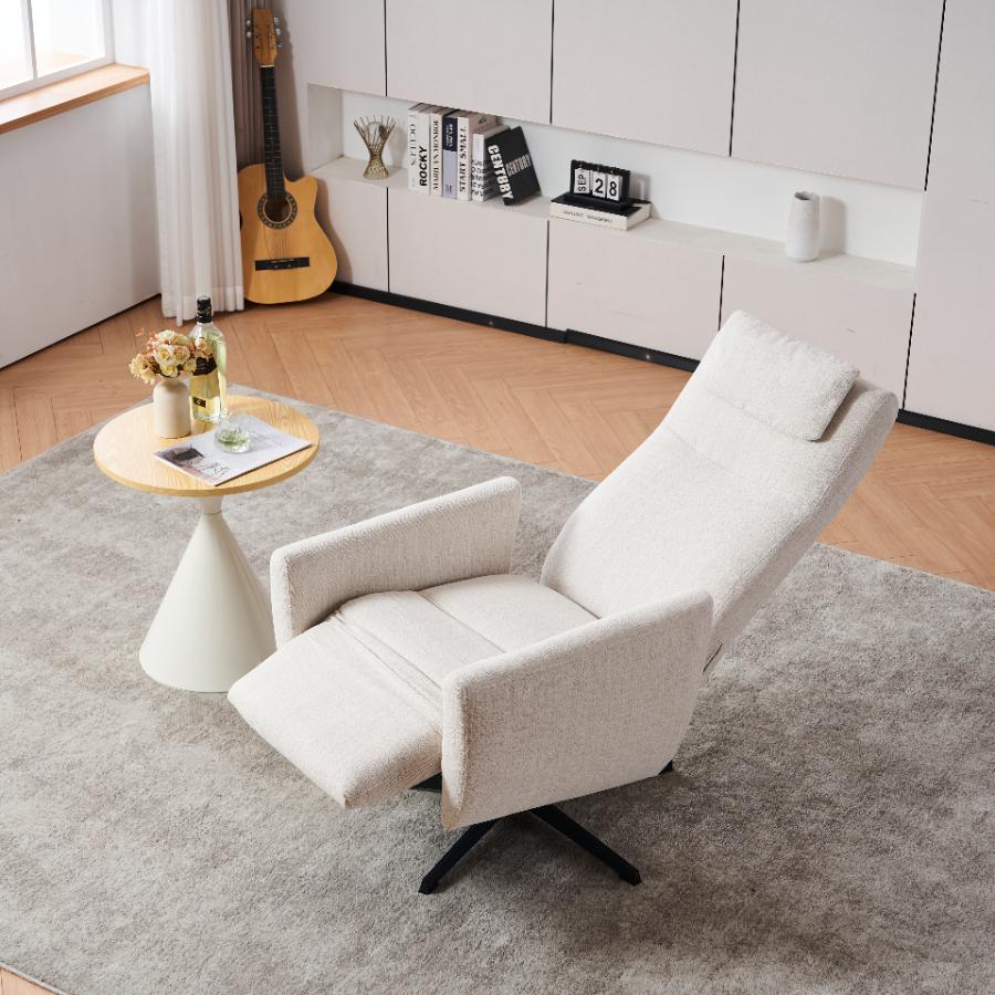 Fauteuil relax avec fonction inclinable, tissu chenille confortable, fauteuil pivotant 360° avec repose-pieds, moderne pour salon - 3