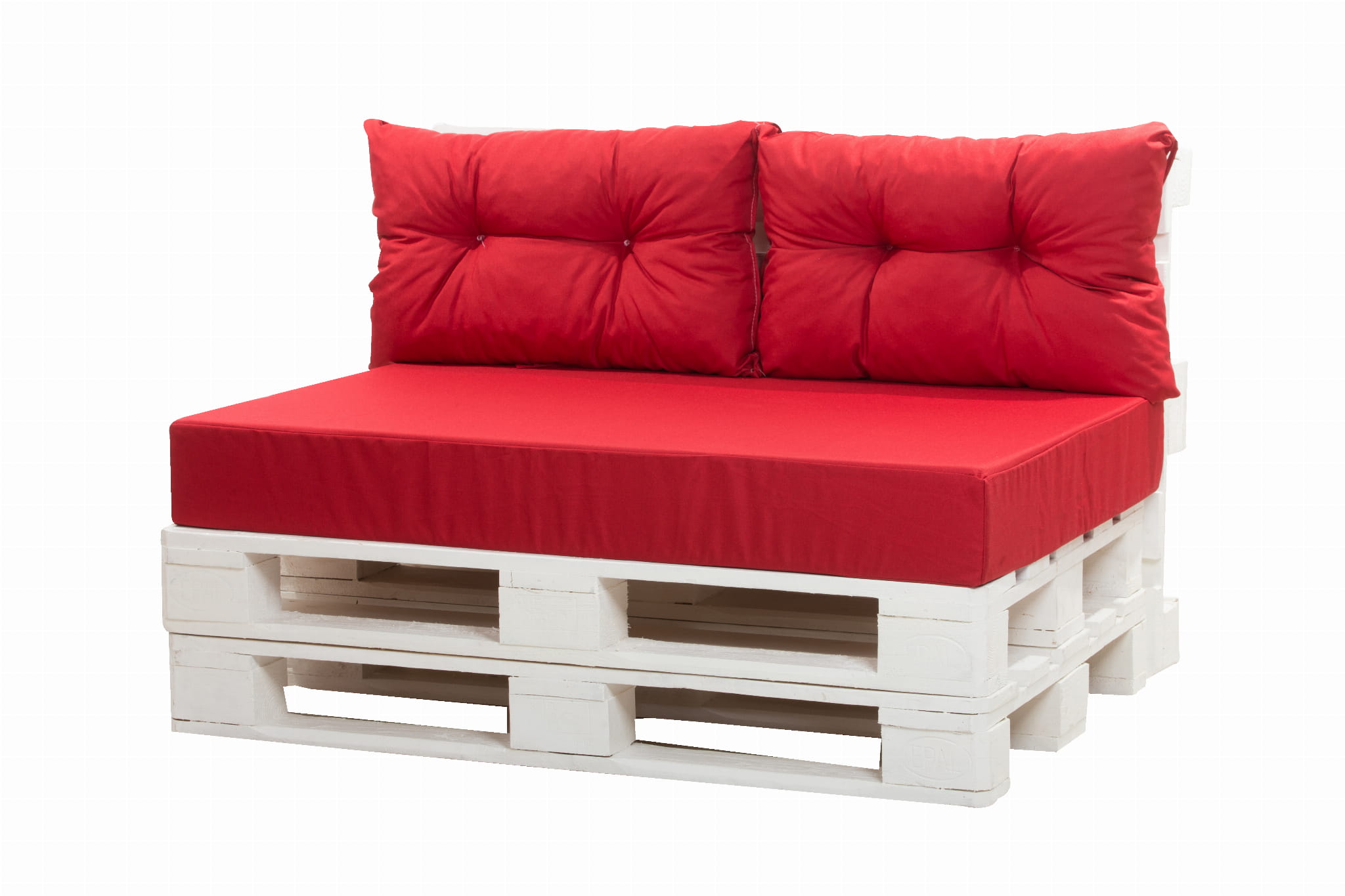 Coussin palette 120x50x10cm assise et dossier 2x 60x40cm, coussin