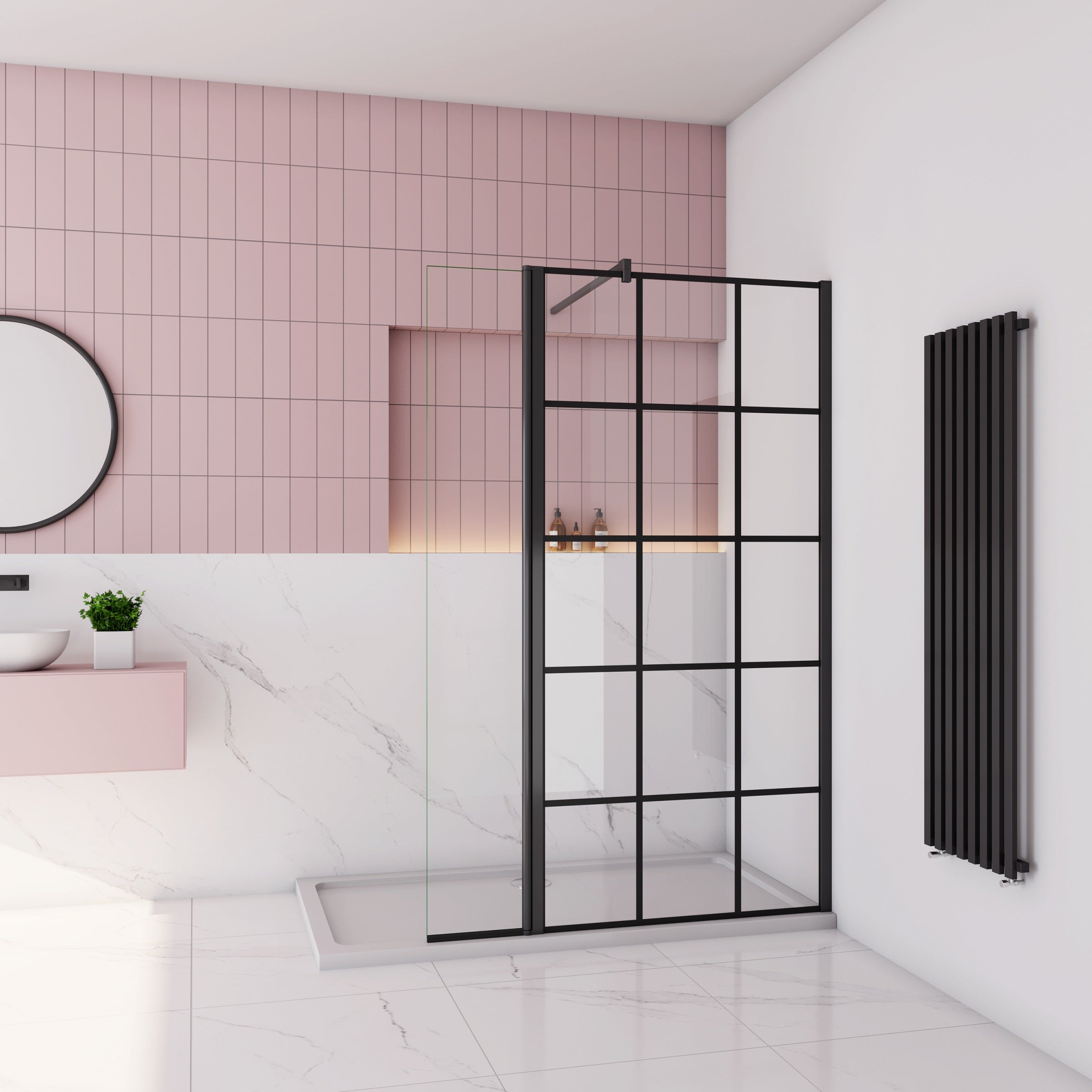 Paroi De Douche Pivotante 100 40x200cm En 8mm Verre Trempé, Océan Paroi