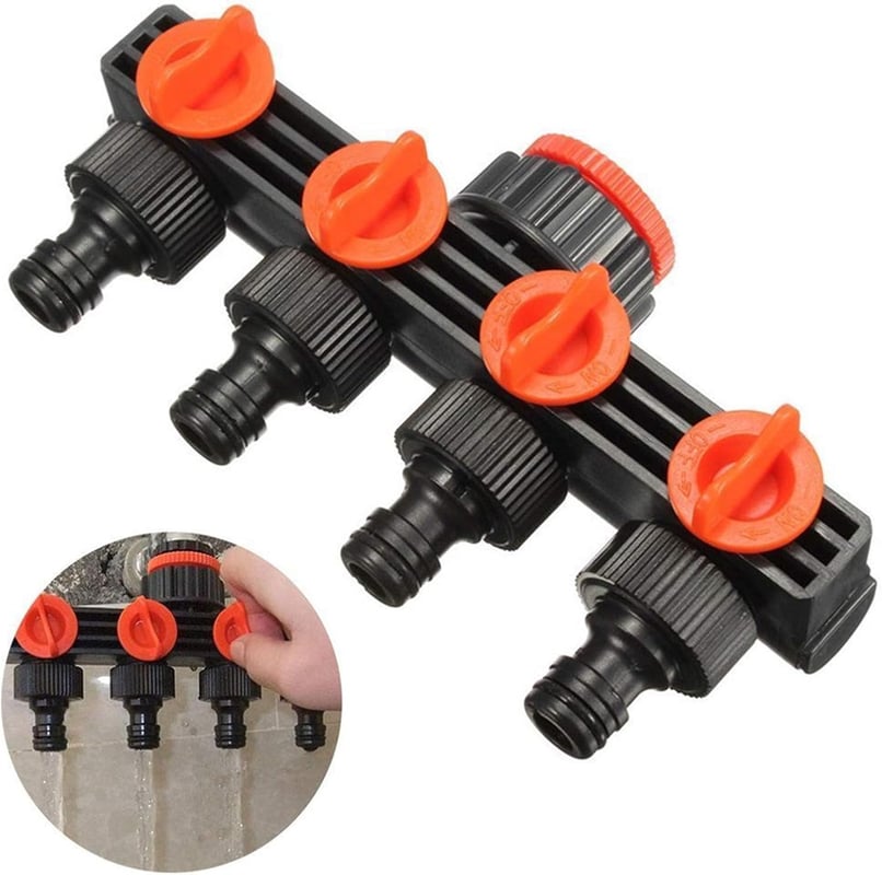 Czterodrożny dystrybutor wody, dystrybutor węży, przyłącze węża ogrodowego, przyłącze Y, dystrybutor kranowy