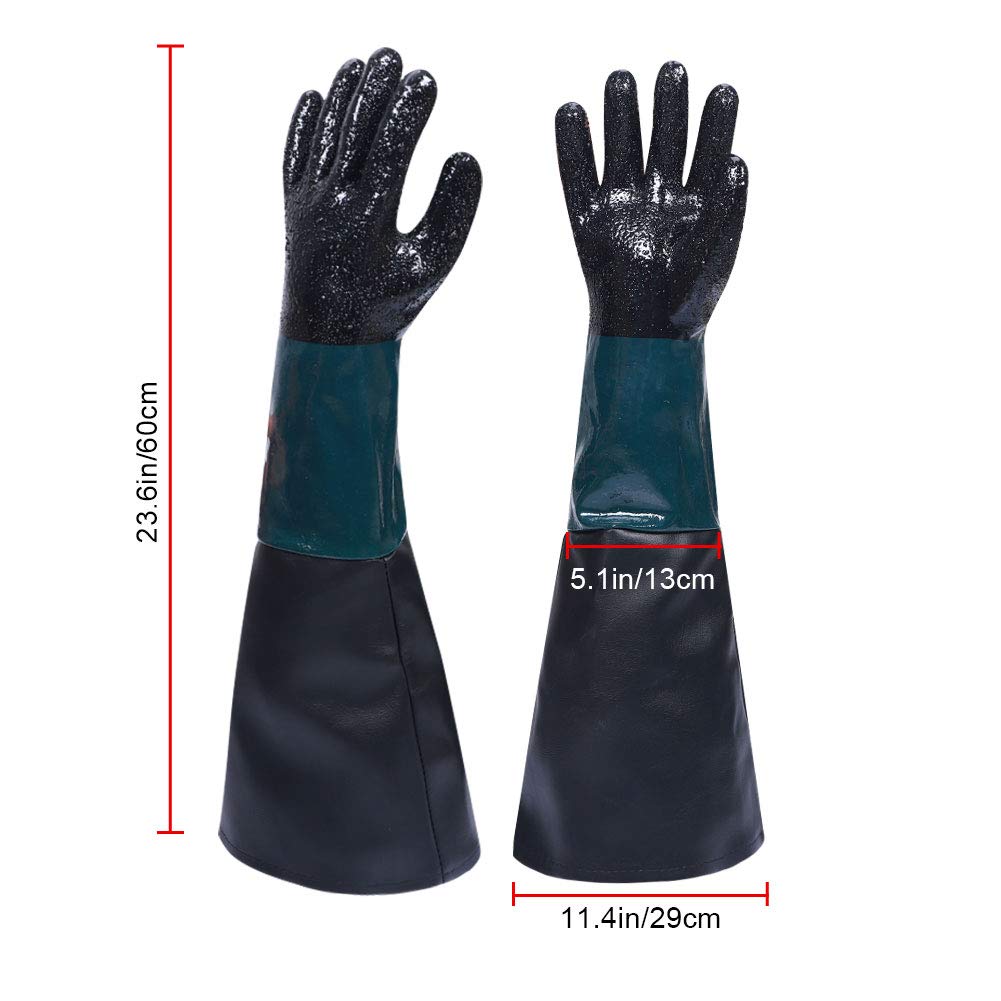Gants de sablage en caoutchouc ultra résistants, 60 cm, gants pour microbillage, pour cabine de sablage modèle 60, 90, 110, 260, 1, 2 - 3